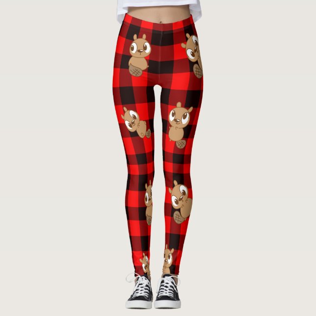 Leggings El castor lindo en Flannel (Anverso)
