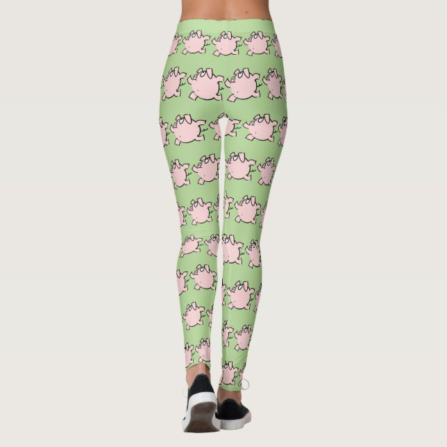 Leggings El cerdo divertido del ilustracion de 6 dibujos (Reverso)