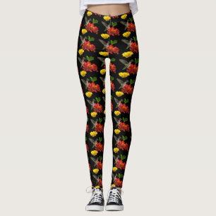 Leggings El colibrí en amarillo rojo florece las polainas