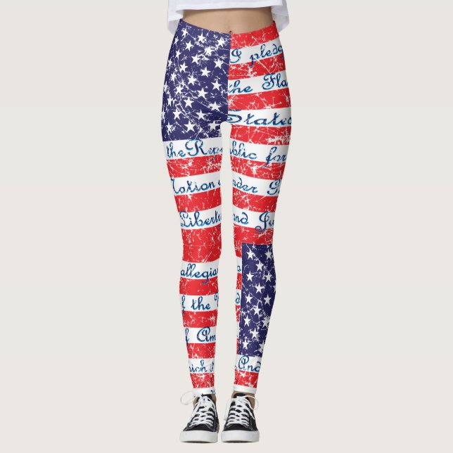 Leggings El compromiso de Allegiance de la bandera estadoun (Anverso)
