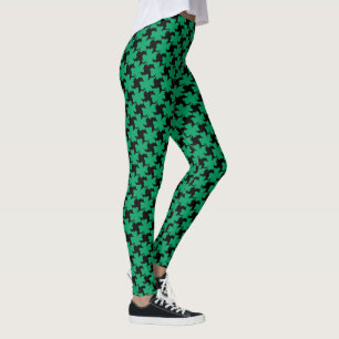 Leggings El Día de San Patricio Shamrock Green Pattern Blac
