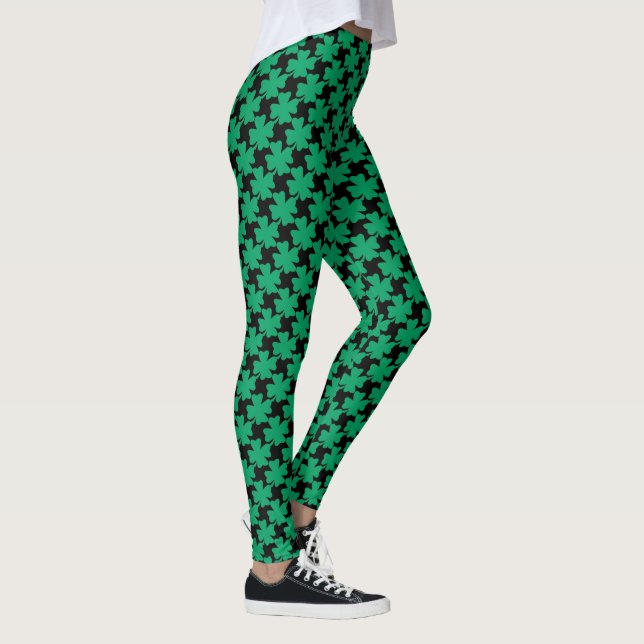 Leggings El Día de San Patricio Shamrock Green Pattern Blac (Derecha)