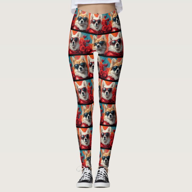 Leggings El día de San Valentín de Rosas del corazón esquim (Anverso)