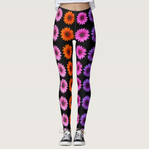 Leggings El día de San Valentín floral romántico negro