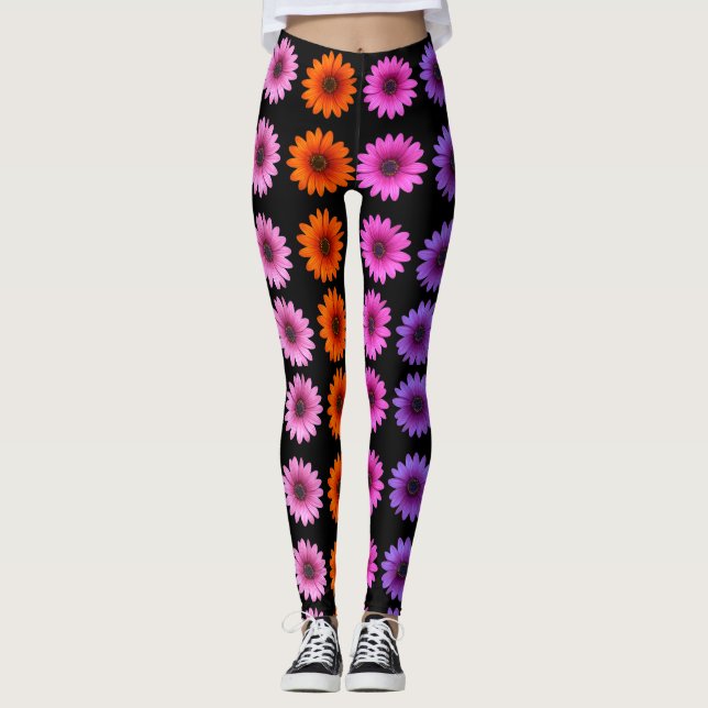 Leggings El día de San Valentín floral romántico negro (Anverso)