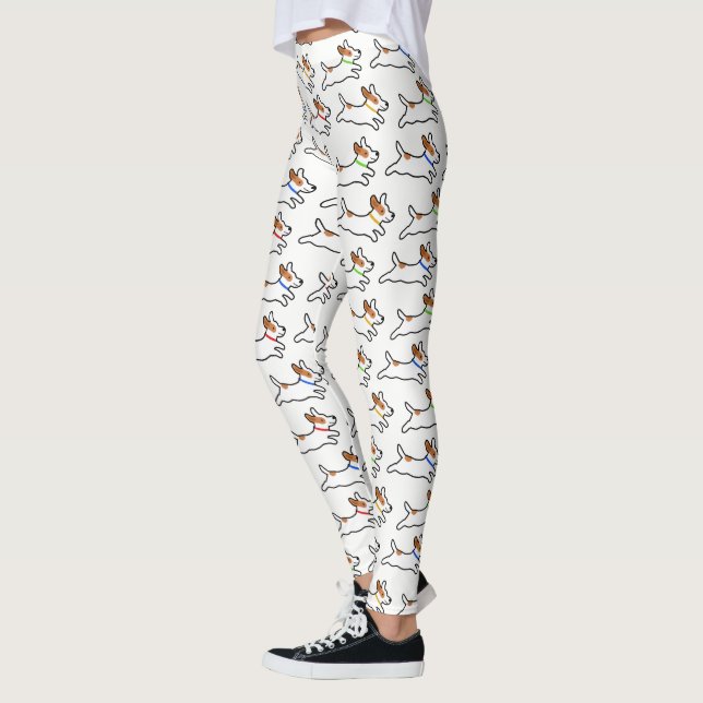 Leggings El dibujo animado de Jack Russell Terrier persigue (Izquierda)