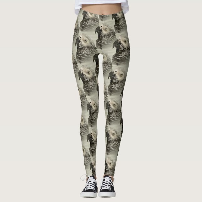 Leggings El encantador loro gris africano del Congo (Anverso)