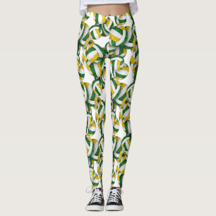 Leggings El equipo de oro verde colorea el patrón de voleib