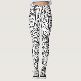 Leggings El extracto alinea 130318 (a) - negro en blanco