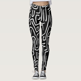 Leggings El extracto alinea 130318 - blanco en negro