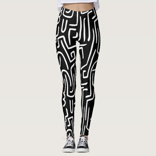 Leggings El extracto alinea 130318 - blanco en negro (Anverso)