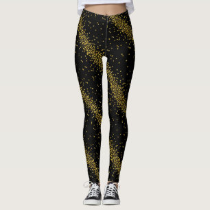Leggings El fiesta del confeti del oro puntea color negro o