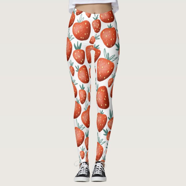 Leggings El fondo blanco de las fresas rojas es impecable (Anverso)