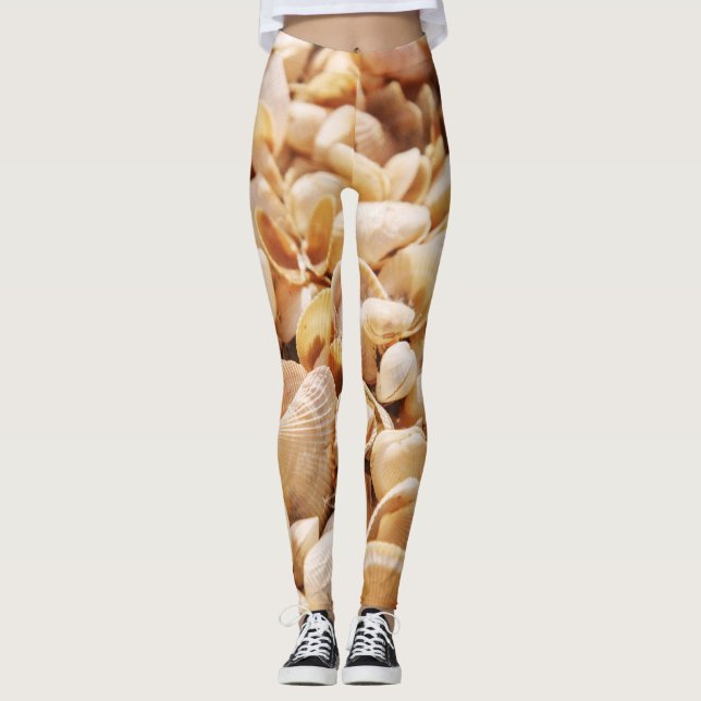 Leggings El fondo texturizado de verano en Sea Beach Shell (Anverso)
