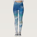 Leggings El Fuego De Renoir. Mar de impresionismo náutico a<br><div class="desc">Leggings Pierre-Auguste Renoir "Seascape". Arte de impresionismo náutico azul.</div>