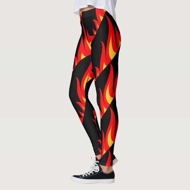 Leggings El fuego rojo caliente flamea las polainas del (Izquierda)