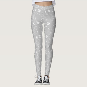 Leggings El gris lindo con las estrellas del blanco modeló