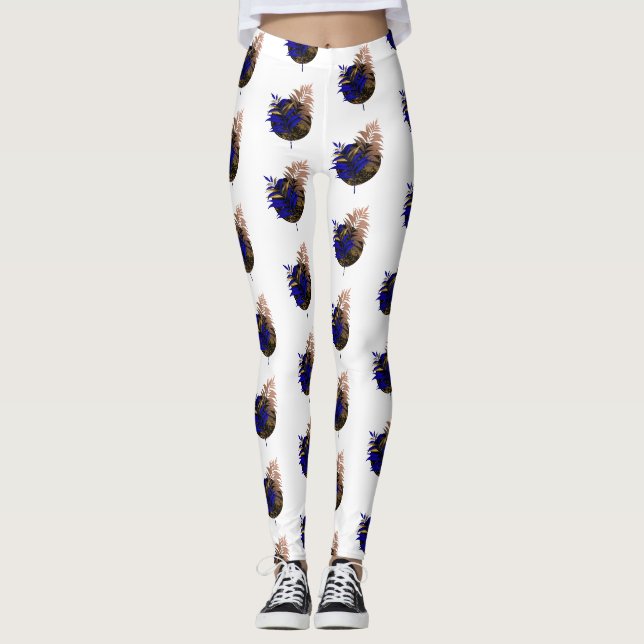 Leggings El helecho azul en círculo negro (Anverso)