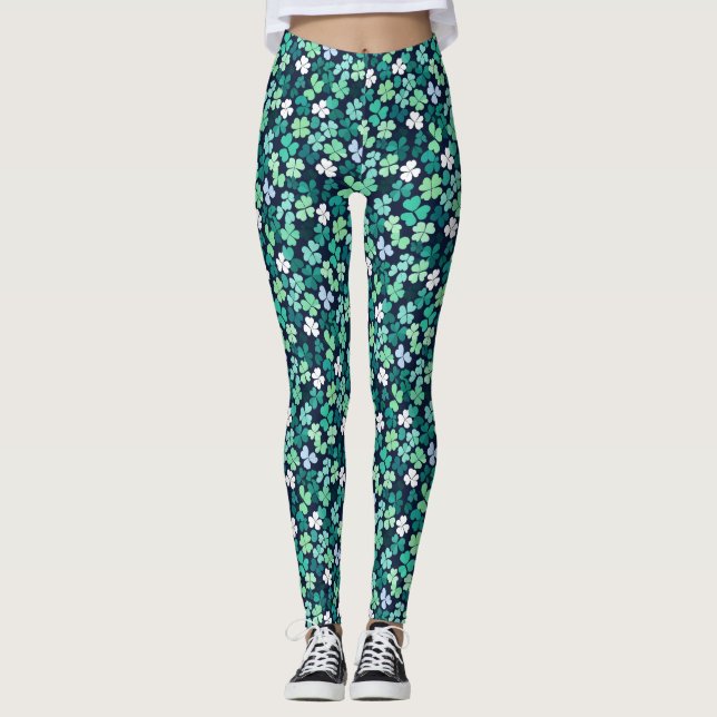 Leggings El irlandés St. Patrick's Day Four Leaf Clover (Anverso)