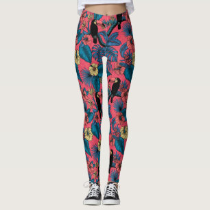 Leggings El jardín turístico en rojo y azul