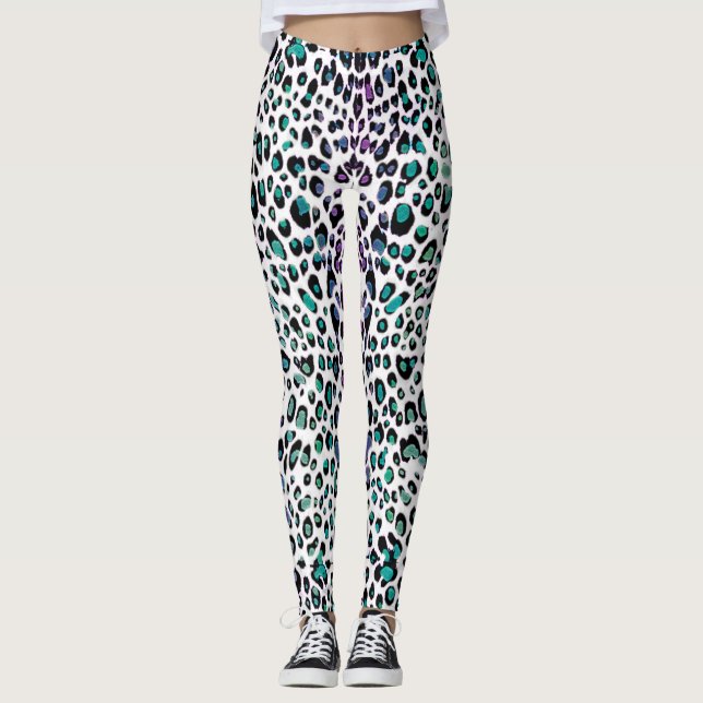 Leggings El leopardo de la menta de la cereza mancha las (Anverso)