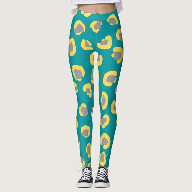 Leggings El leopardo moderno tigre Cheetah animales azul li (Anverso)