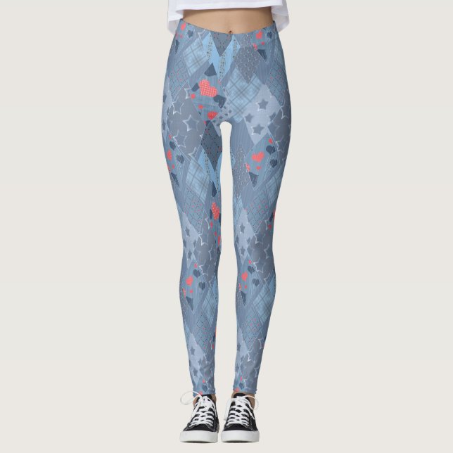 Leggings El mosaico azul brillante (Anverso)