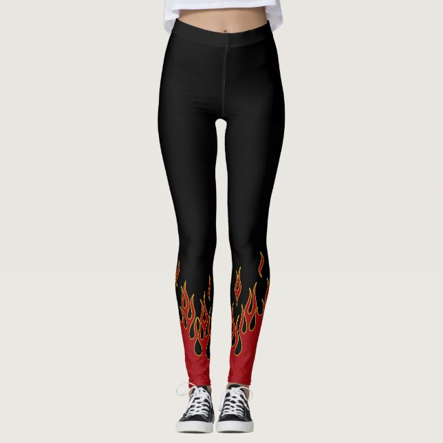Leggings El motorista flamea amarillo y negro rojos (Anverso)