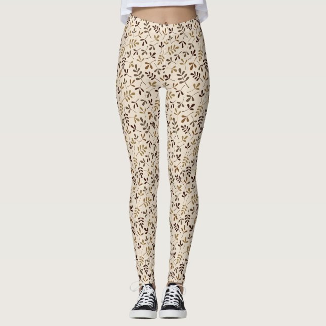 Leggings El oro clasificado del Rpt Ptn de las hojas (Anverso)
