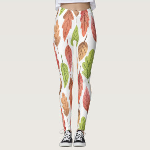 Leggings El otoño deja la acuarela: patrón de la naturaleza