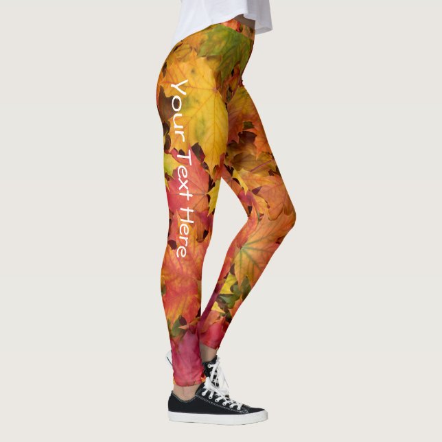 Leggings El otoño deja rojo amarillo Personalizado de oro t (Derecha)