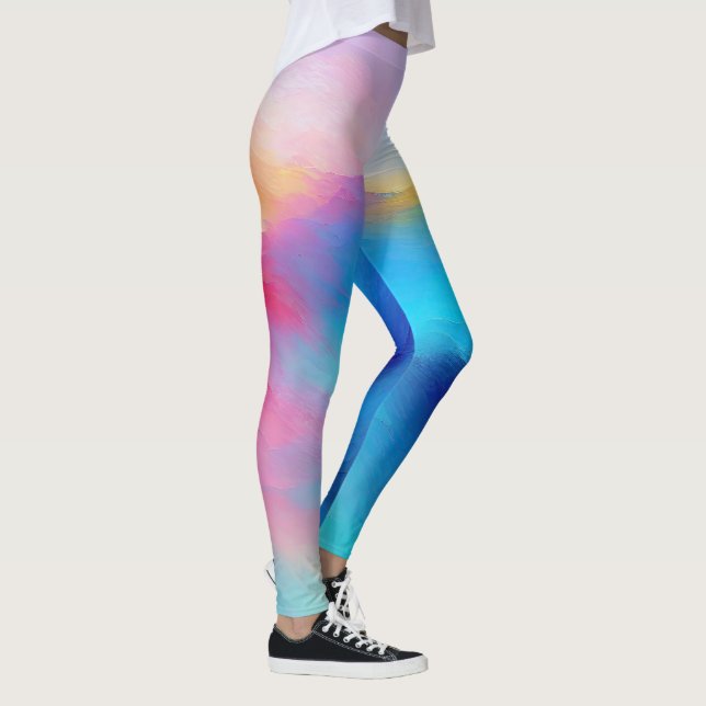 Leggings El paisaje marino rosa y azul "Shroudglen". (Derecha)
