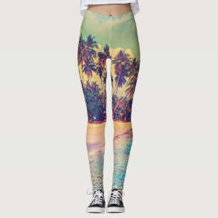 Leggings El paraíso tropical: mar, hotel, playa.