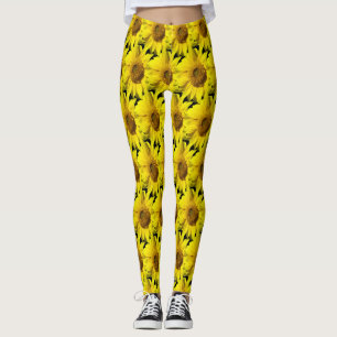 Leggings El patrón de girasoles se rompe. BG Color Black Le