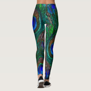 Leggings El pavo real empluma la decoración encendido