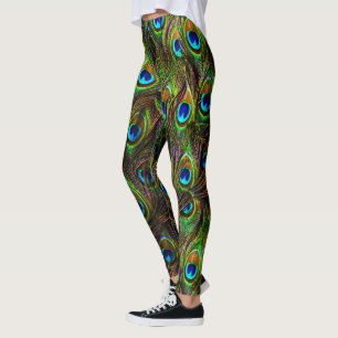 Leggings El pavo real empluma las polainas de la invasión