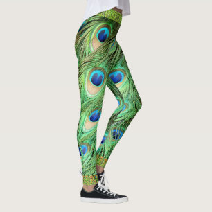 Leggings El pavo real empluma las polainas exóticas