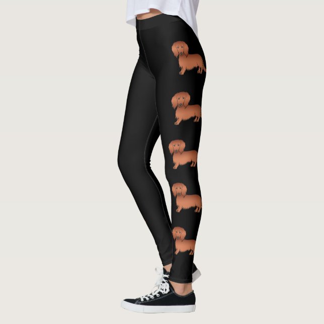 Leggings El Pelo Rojo Largo Dachshund Cute Perros De Carica (Izquierda)
