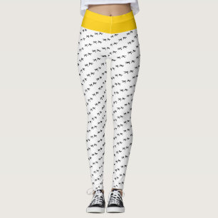 Leggings ¡El Pollo Esté Loco! Funky Black & White & Yellow 