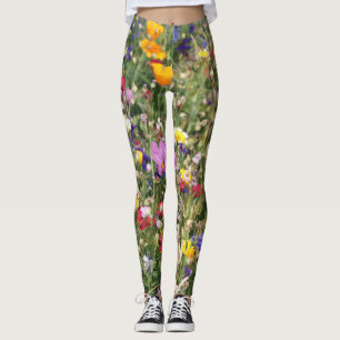 Leggings El prado de flores silvestres coloridas, el patrón
