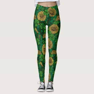 Leggings El prado en verde y amarillo