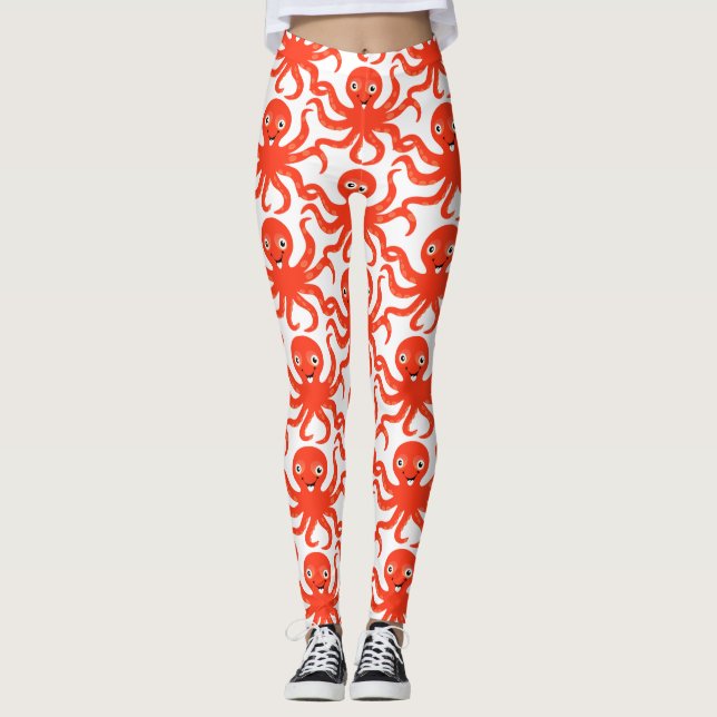 Leggings El pulpo sonriente rojo agudo Thunder_Cove (Anverso)