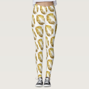 Leggings El Purpurina dorado se levanta en blanco moderno
