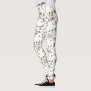 Leggings El purpurina elegante del oro lo dejó nevar los