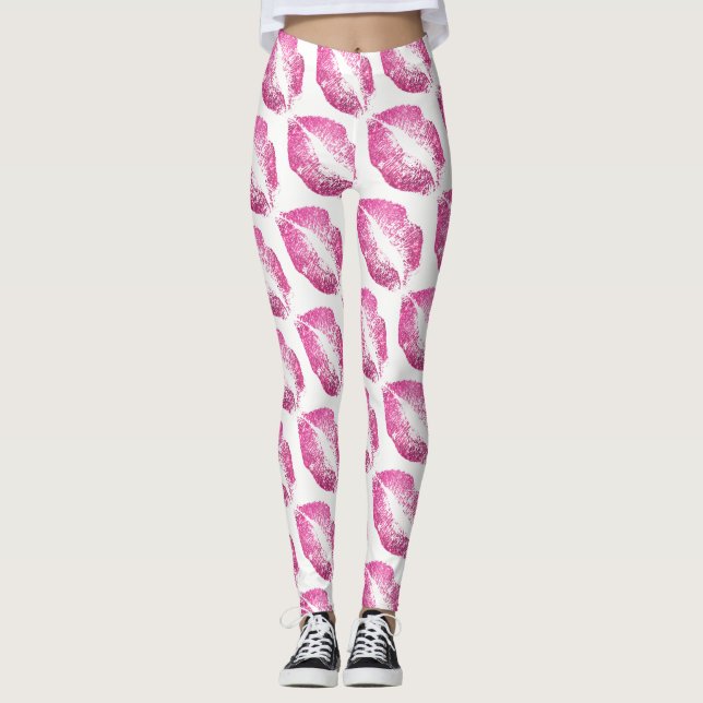 Leggings El Purpurina rosado Lips White Moderno (Anverso)