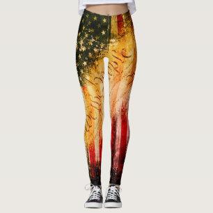 Leggings El rock retro nosotros, la bandera norteamericana