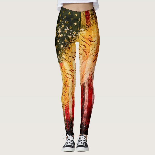 Leggings El rock retro nosotros, la bandera norteamericana (Anverso)