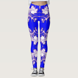 Leggings El rosa en fractal azul florece las polainas