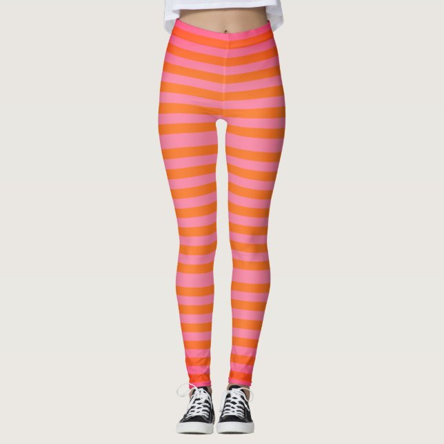 Leggings El rosa raya las polainas (Anverso)