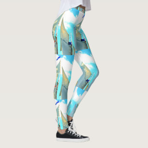 Leggings el schooner navega el azul blanco